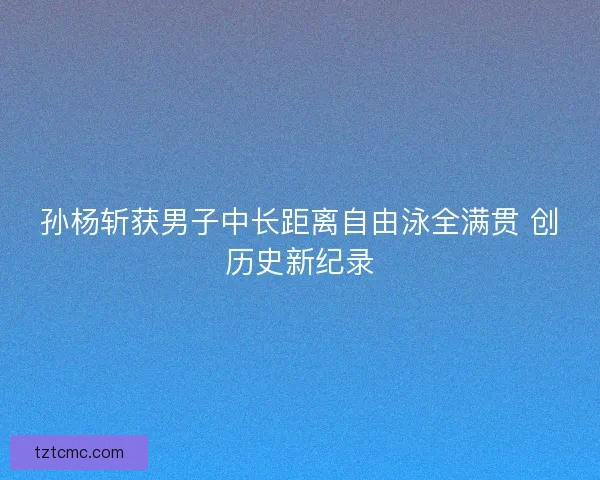 孙杨斩获男子中长距离自由泳全满贯 创历史新纪录